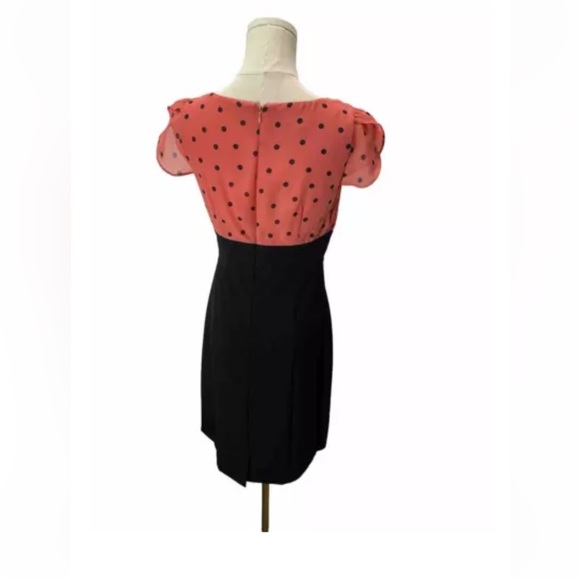 Coral and black dress with polka dot detail, size 4 petite - Picture 5 of 5